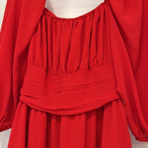 Red Chiffon Mini Dress - Picture 4 of 9